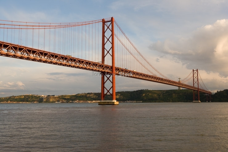 25 of April Bridge over the Tagus River. Lisbon, Portugal