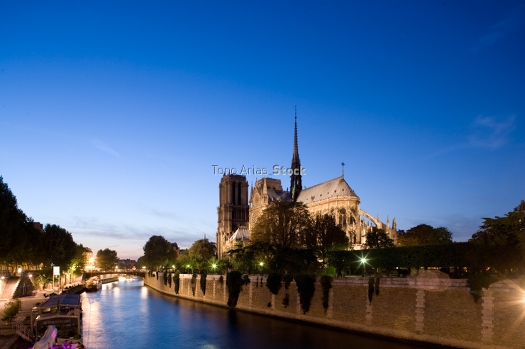 France, Paris, Ile de la Cite, Notre-Dame at night