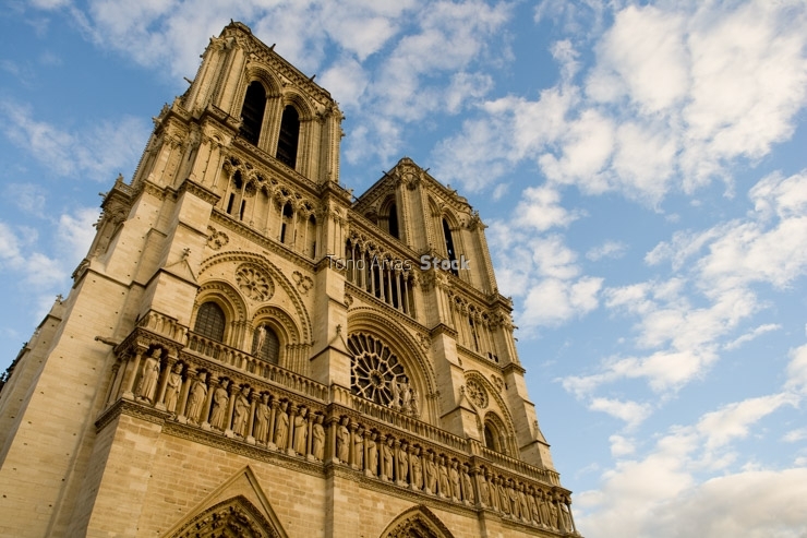 France, Paris, Notre Dame, low angle view
