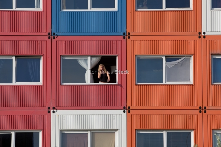 Viviendas para estudiantes,contenedores,Amsterdam, Holanda