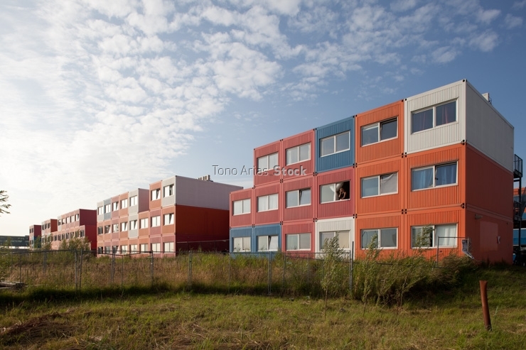 Viviendas para estudiantes,contenedores,Amsterdam, Holanda