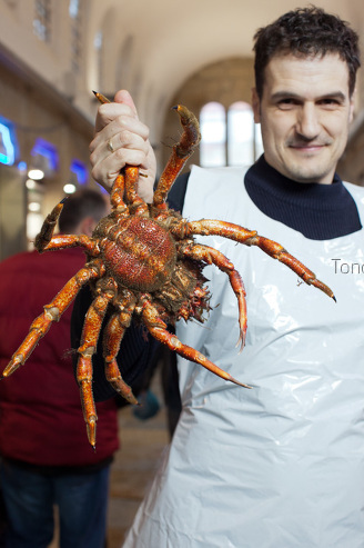 Centolla, mercado de Santiago, Galicia