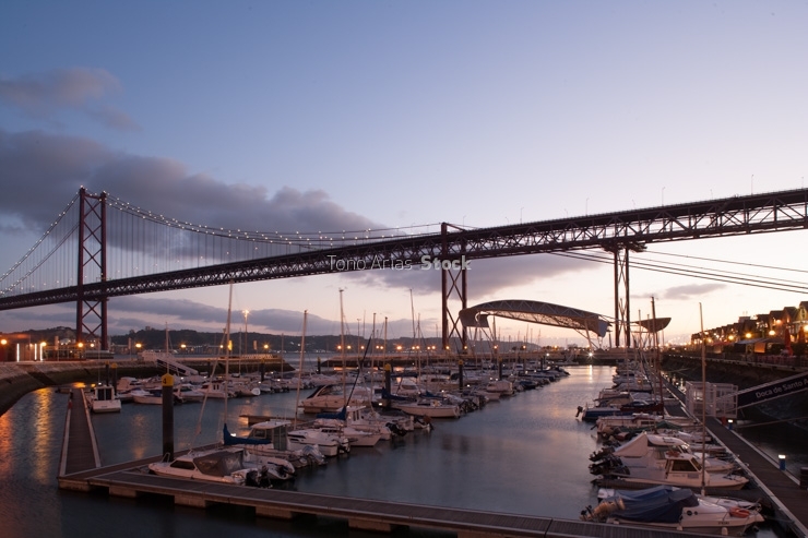 Docas at 25 Abril Bridge. Lisbon. Portugal.