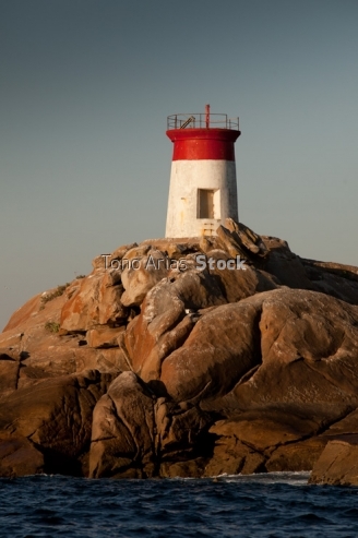 Faro de Boeiro ou Agoeiro, entrada ría de Vigo, Galicia