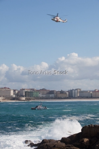 Helicóptero salvamento marítimo, A Coruña, Galicia