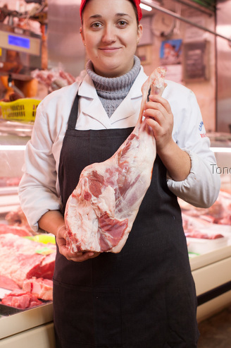 Lacón, mercado de Santiago de Compostela, Galicia