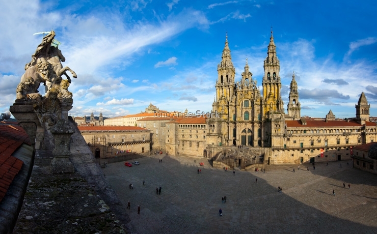 Panorámica da Catedral de Santiago,praza do Obradoiro, Galicia