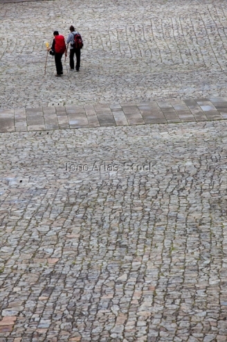 Peregrinos, plaza del Obradoiro, Santiago de Compostela,Galicia