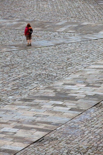Peregrinos, plaza del Obradoiro, Santiago de Compostela,Galicia