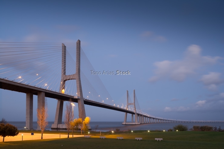 Vasco da Gama bridge over Tejo river, Lisbon. Portugal