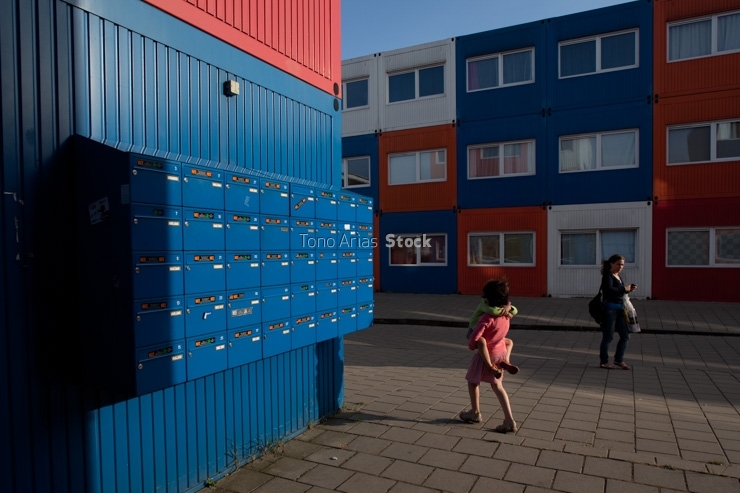 Viviendas para estudiantes,contenedores,Amsterdam, Holanda